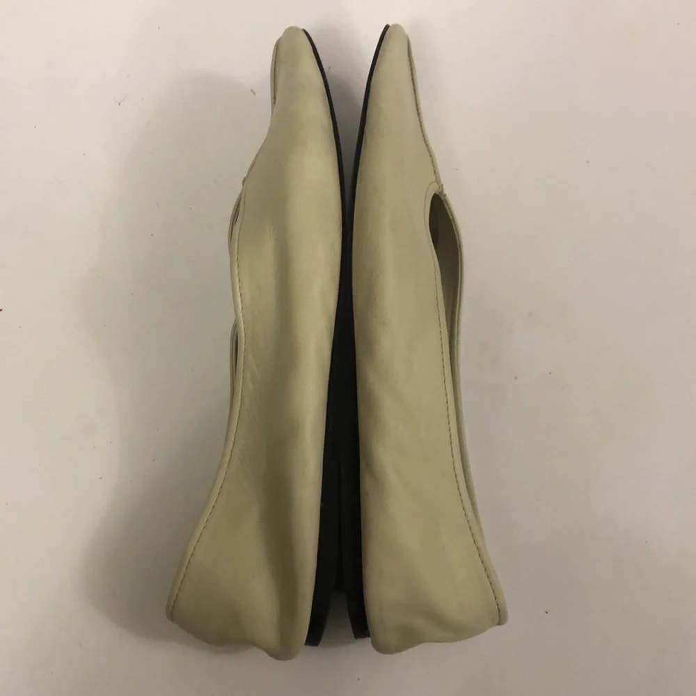 Zara 40 (9-9.5 USA) Ballet Flat Shoes Cream Bone Leather Excellent Condition - Picture 5 of 9